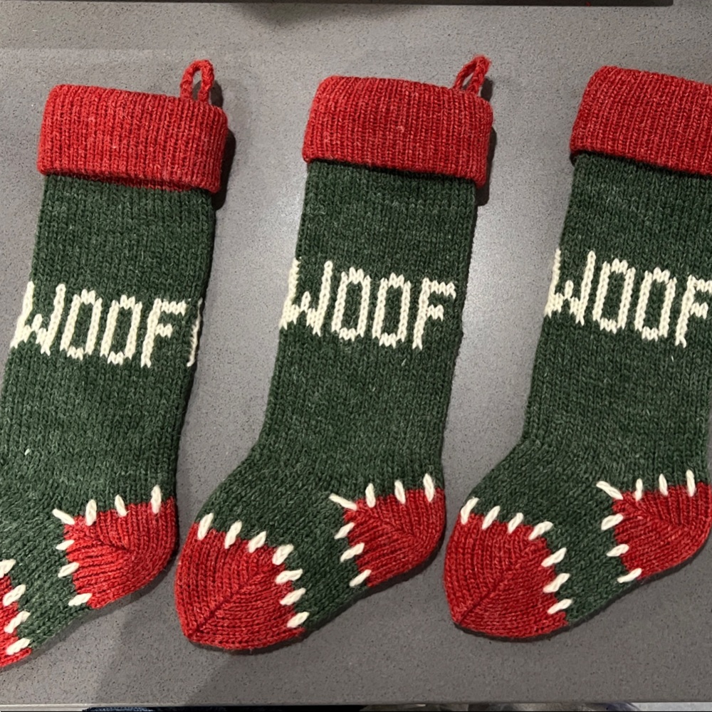 Festive Green and Red Dog Christmas Stockings